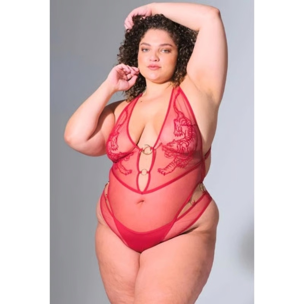 Thistle & Spire Tigris crimson bodysuit 3X NWT